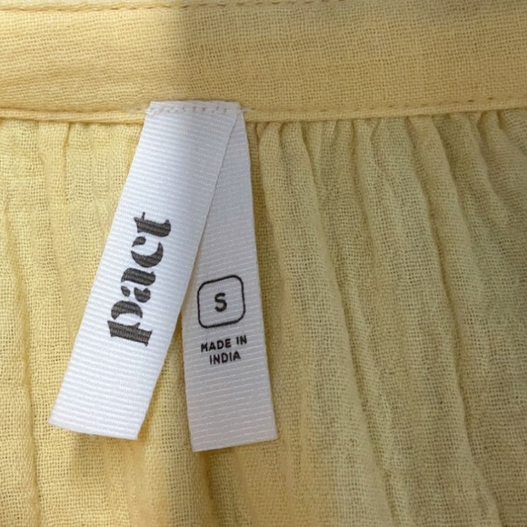 PACT Organic Cotton Coastal Gauze Breezy Dress with Pockets Sungold Yellow Small - Picture 8 of 10